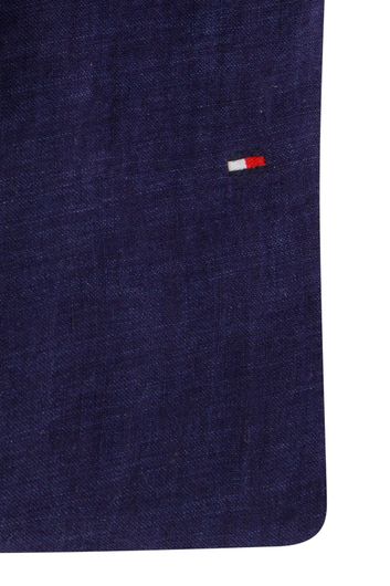 Tommy Hilfiger casual overhemd normale fit donkerblauw effen