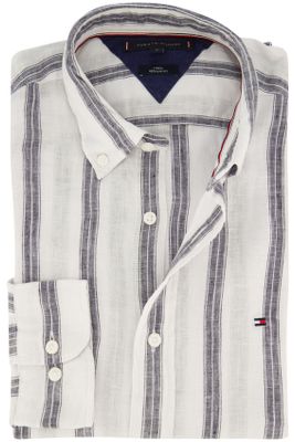 Tommy Hilfiger Tommy Hilfiger overhemd wit gestreept normale fit linnen