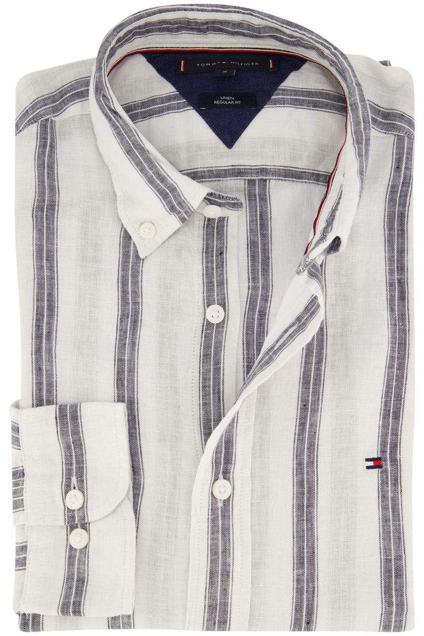 Tommy Hilfiger overhemd wit gestreept normale fit linnen