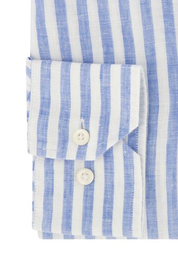 Tommy Hilfiger linnen overhemd normale fit blauw gestreept