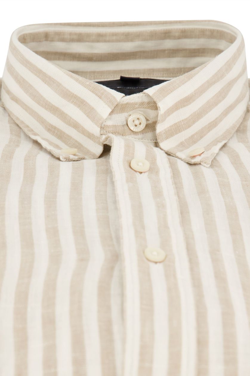 Overhemd Tommy Hilfiger linnen regular fit beige gestreept