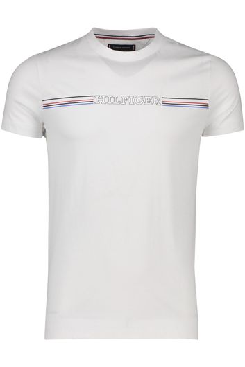 Tommy Hilfiger t-shirt wit slim fit met merknaam