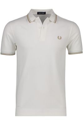 Fred Perry Fred Perry polo normale fit wit effen katoen met bruine details