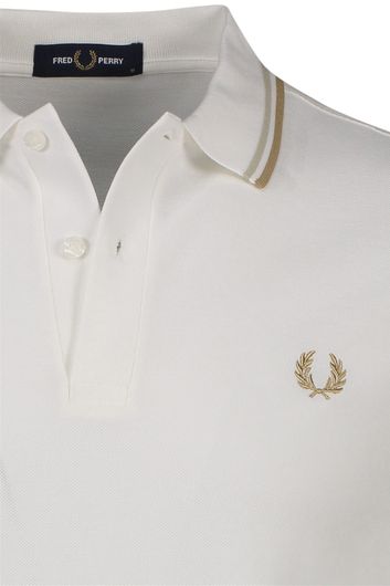 Fred Perry polo normale fit wit effen katoen met bruine details