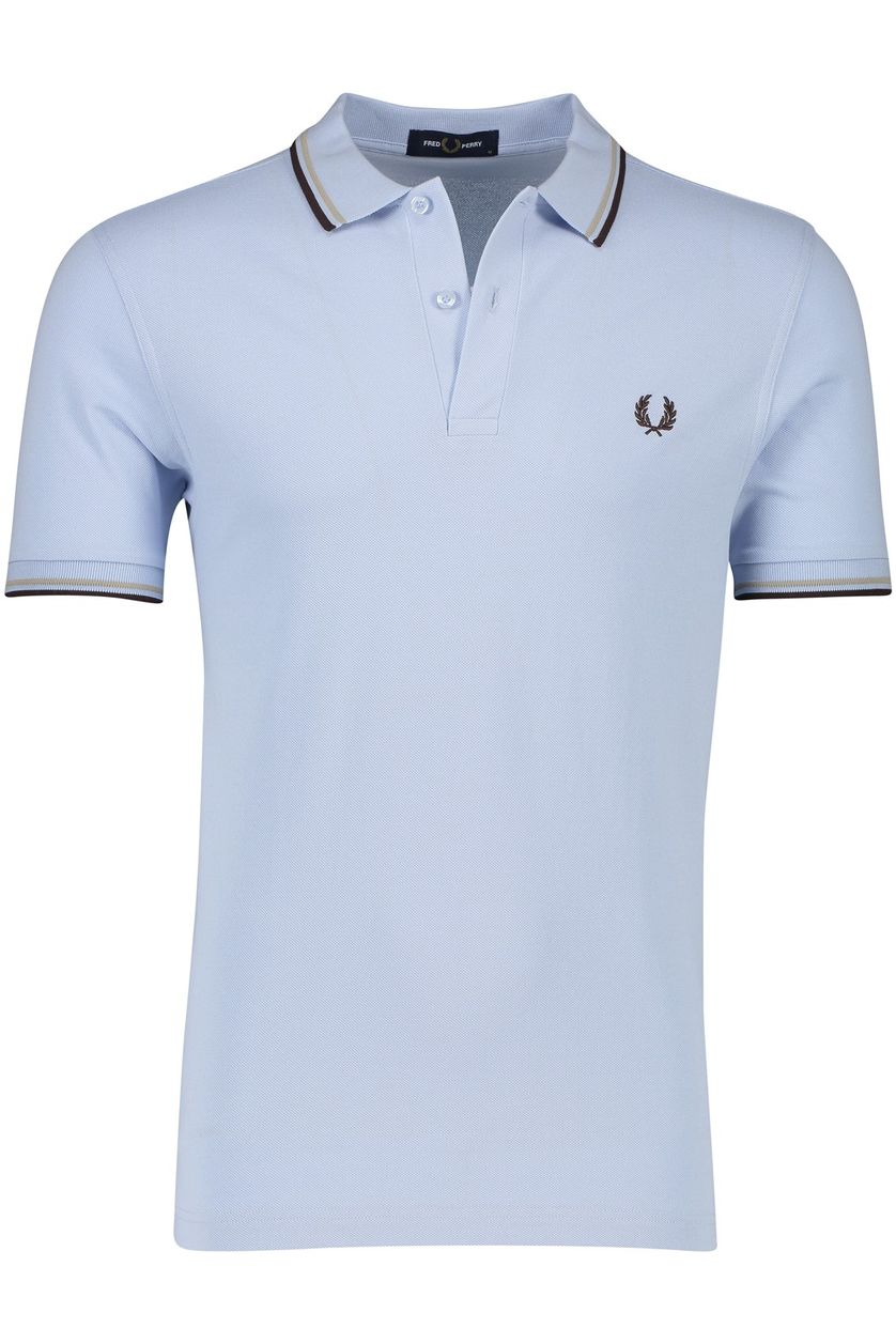 Fred Perry polo normale fit lichtblauw effen 100% katoen