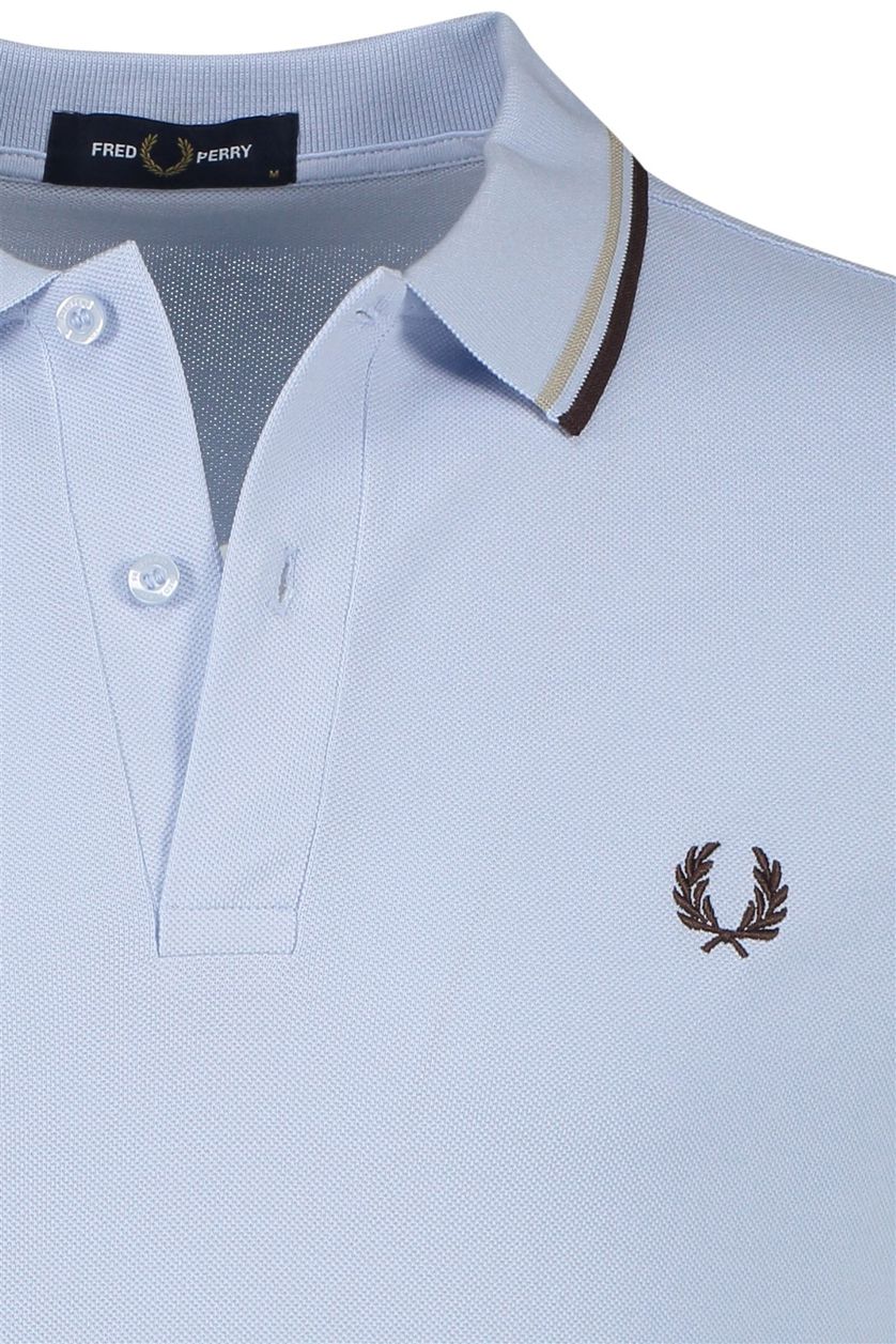 Fred Perry polo normale fit lichtblauw effen 100% katoen