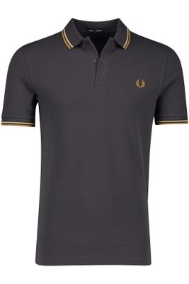 Fred Perry Fred Perry polo normale fit donkergrijs effen katoen