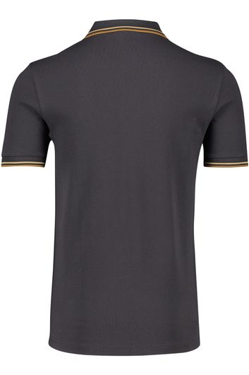 Fred Perry polo normale fit donkergrijs effen katoen