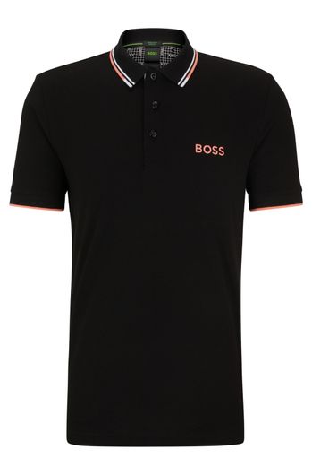Hugo Boss polo Paddy Pro normale fit zwart effen katoen