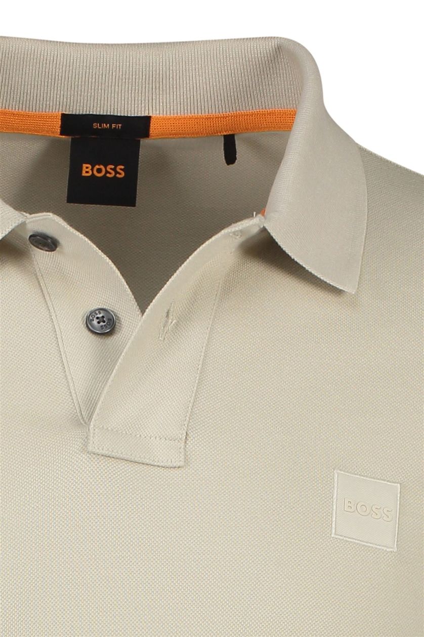 Hugo Boss 2-knoops Passerby polo slim fit beige katoen
