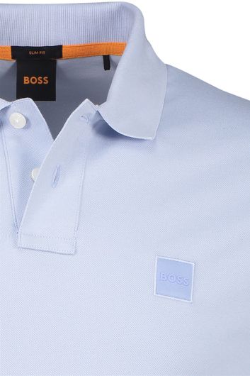 Hugo Boss polo slim fit lichtblauw Passerby katoen 2-knoops
