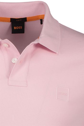 Hugo Boss polo slim fit roze effen katoen