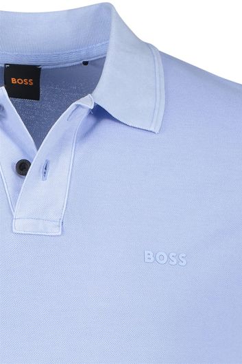 Blauwe Hugo Boss polo 2-knoops regular fit katoen prime