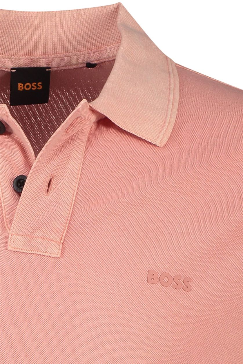 2-knoops Hugo Boss regular fit polo roze katoen prime