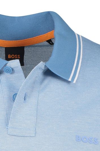 Hugo Boss polo normale fit lichtblauw gemêleerd katoen