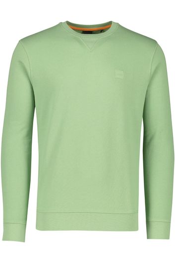 Hugo Boss sweater ronde hals groen effen katoen