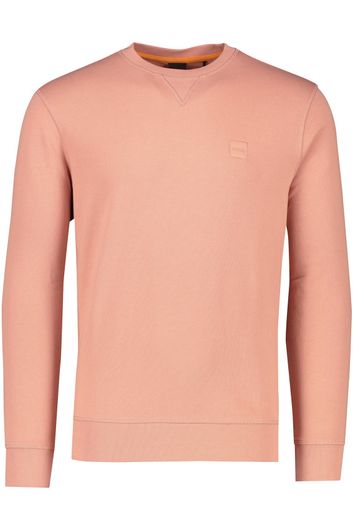 Boss Orange sweater ronde hals roze effen katoen
