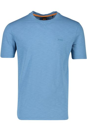 Hugo Boss T-shirts blauw ronde hals effen katoen
