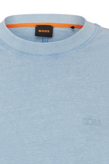 Boss orange katoenen t-shirt effen lichtblauw relaxed fit