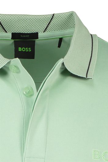 Hugo Boss polo normale fit groen effen katoen