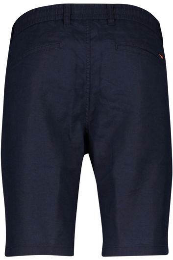 Hugo Boss Orange korte broek donkerblauw effen linnen Tapered Fit