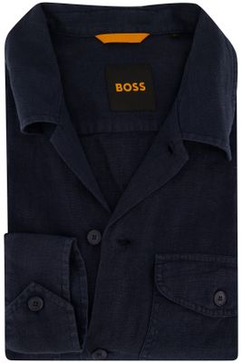 Hugo Boss Boss orange overhemd donkerblauw dubbele borstzak