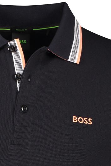 Boss Green polo normale fit zwart katoen