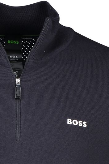 Hugo Boss trui half zip donkerblauw effen katoen