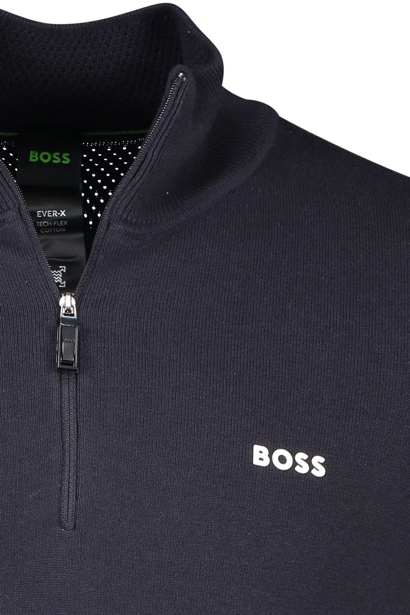 Hugo Boss trui half zip katoen donkerblauw Ever-X QZ