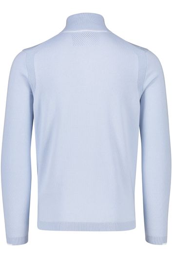 Hugo Boss trui half zip lichtblauw effen katoen