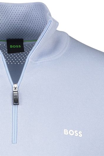 Hugo Boss katoenen trui half zip lichtblauw Ever-X QZ