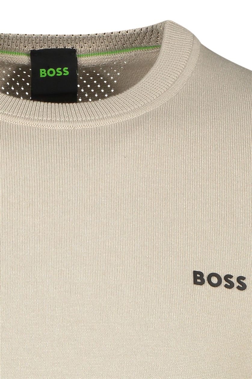 Katoenen Boss Green trui ronde hals beige