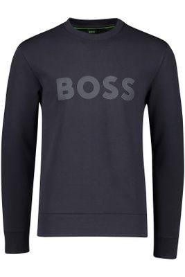 Hugo Boss Hugo Boss sweater ronde hals donkerblauw effen katoen