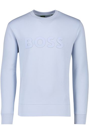 Boss Green Salbo sweater ronde hals lichtblauw katoen