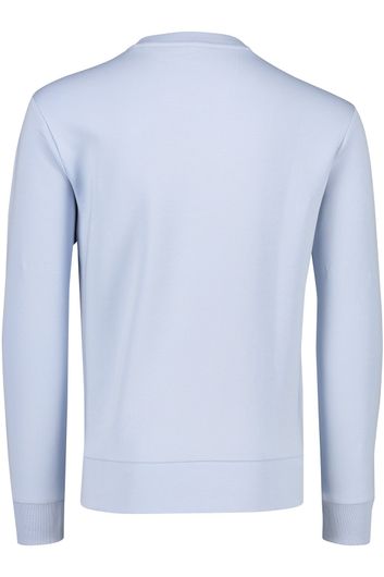 Hugo Boss sweater ronde hals lichtblauw effen, geprint katoen