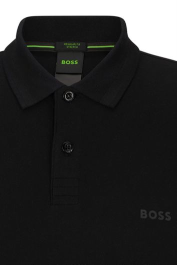 Boss green polo normale fit zwart katoen