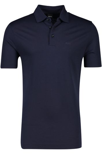Hugo Boss polo normale fit donkerblauw effen 