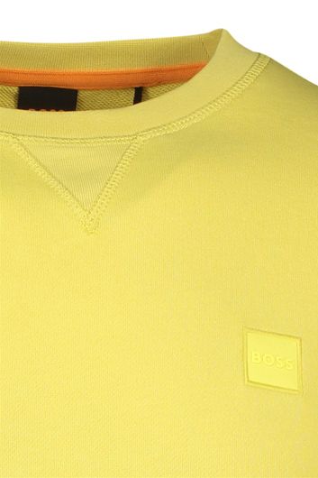 Hugo Boss sweater ronde hals geel effen katoen