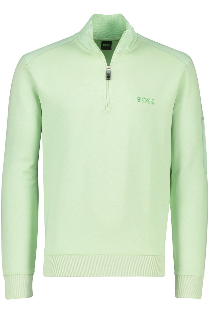 Hugo Boss groene sweater half zip katoen