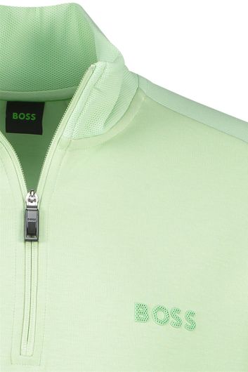 Hugo Boss sweater half zip groen effen katoen