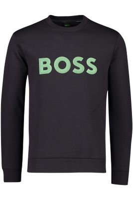 Hugo Boss Hugo Boss sweater ronde hals zwart effen katoen
