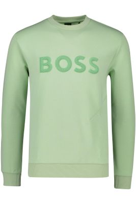 Hugo Boss Hugo Boss sweater ronde hals groen effen katoen