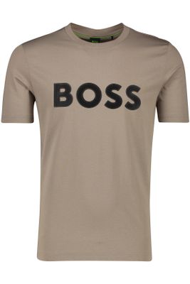 Hugo Boss Katoenen Boss Green t-shirt Tee bruin opdruk normale fit