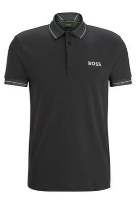 Hugo Boss Boss green katoenen polo slim fit zwart