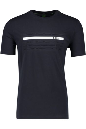 Hugo Boss T-shirt zwart effen met textuur katoen