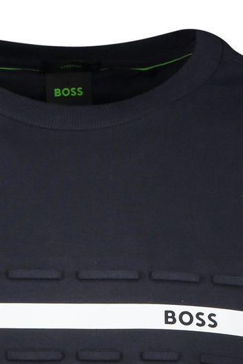 Hugo Boss T-shirt zwart effen met textuur katoen