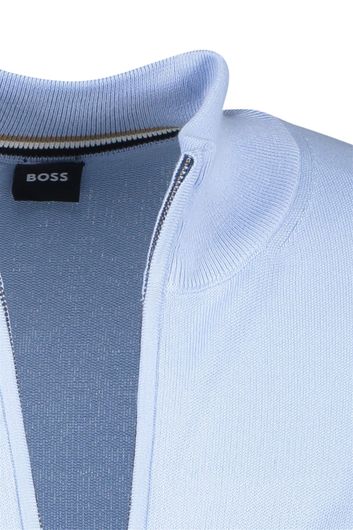 Hugo Boss vest lichtblauw rits effen katoen