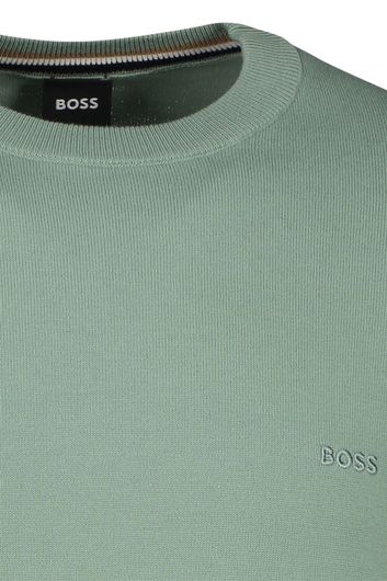 Hugo Boss trui ronde hals groen effen katoen