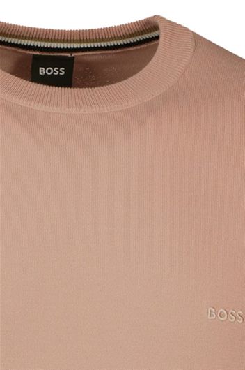 Hugo Boss trui ronde hals roze effen katoen