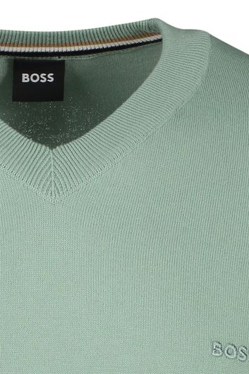 Hugo Boss trui v-hals groen effen katoen